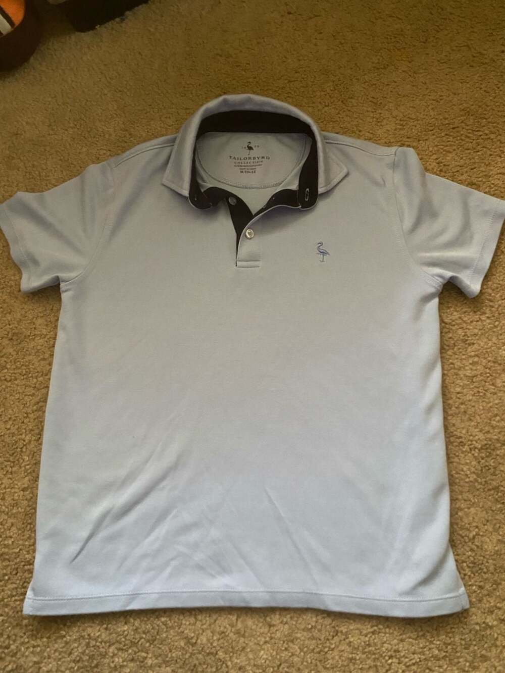 Tailorbyrd Polo Shirt Size M/10-12 Light Blue Contrast Collar